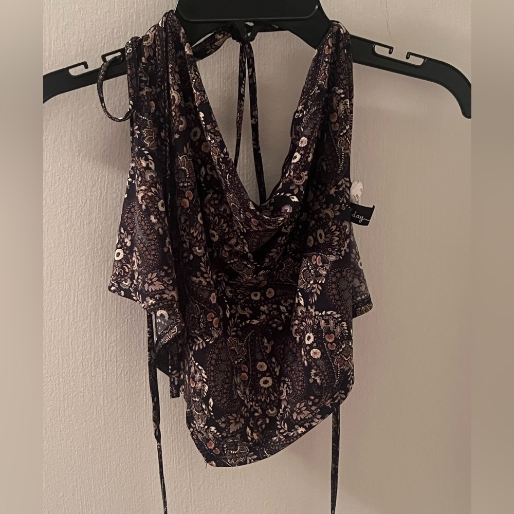 Open back tie halter top